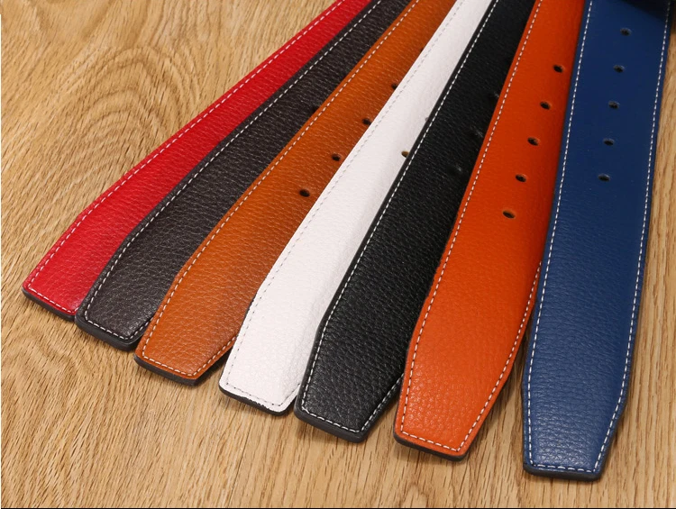 7 colors High Quality Leather Men Belts Male Belts No Buckle For Women H Buckle Two Sides Female Belt Straps With Holes black leather belt