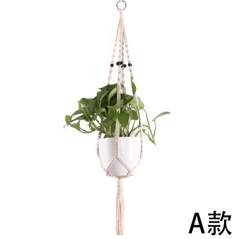 Creative Garden Plant Tassel Hanger Macrame Hemp Rope Braided Hanging Planter Basket Flower Pot Holder Decoration - Цвет: 1