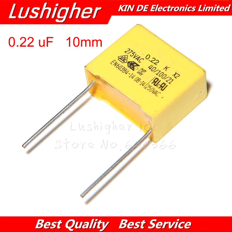10 шт. 275VAC 220nF 0 22 мкФ мм X2 шаг 275V полипропиленовый пленочный конденсатор |