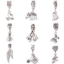 AIFEILI Европейская корона кулон с голубыми кристаллами Бусы из серебряного сплава талисманы подходят Pandora Браслеты и браслеты ожерелье DIY ювелирные изделия