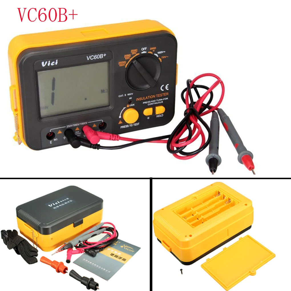 

LCD Display Insulation Resistance Tester Digital Megger VC60B+ Anti-magnetic Anti-jamming