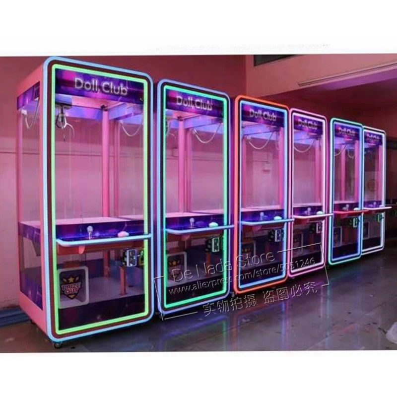 

Doll Club Transparent Amusement Game Machine Token Coin Operated Catch Doll Toys Cranes Claw Machine For Game Center