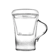 320 мл японский стиль ручной молоток термостойкая прозрачная стеклянная чашка фильтр цветок чайная чашка чай три чашки