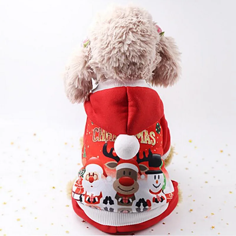 Рождественская Одежда для собак Зимнее пальто костюм Санты Новогодний для домашних собак одежда с милым щенком наряд для собак XS-XL красные пальто