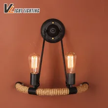 Винтажный настенный светильник с веревкой Arandela Специальный железный светильник античный пеньковый Канат настенная лампа винтажный абажюр