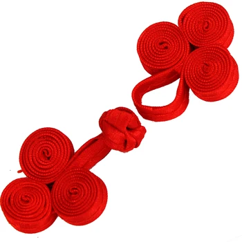 

100set Craft Handmade Fabric Red Braided Button Sew On Chinese Frog Closure Fastener Knot Button for Chair Cover Clothes NK269