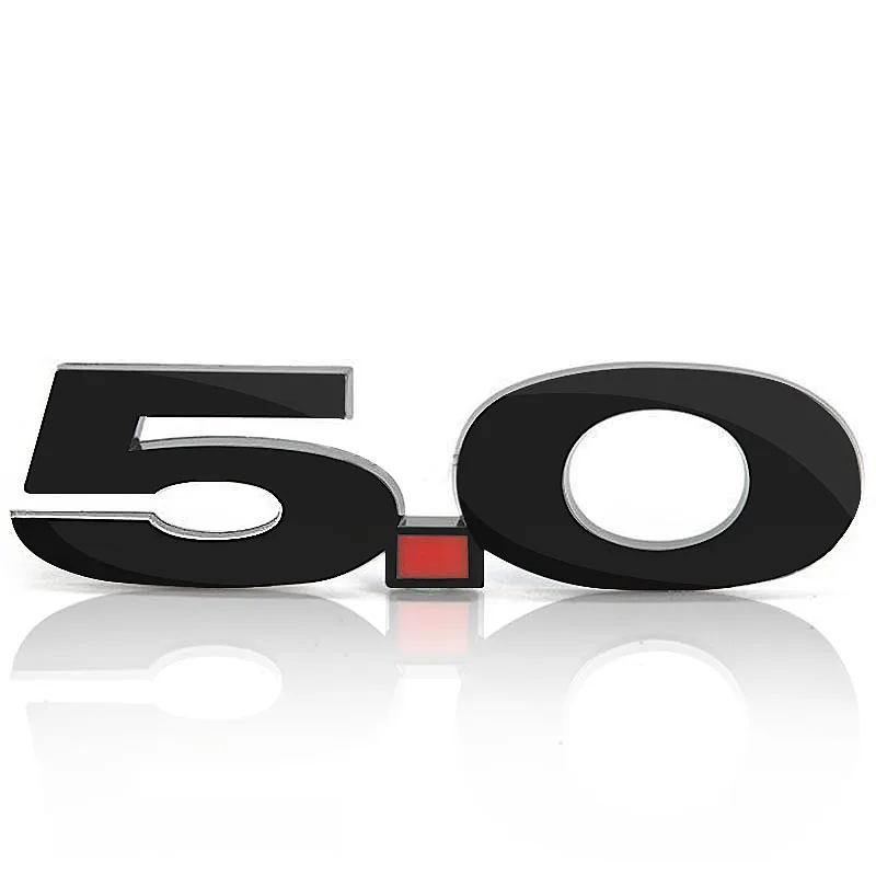 JX-LCLYL 1pc Logo 3D 5.0 Side Fender Emblem Badge Sticker for Ford Mustang Black