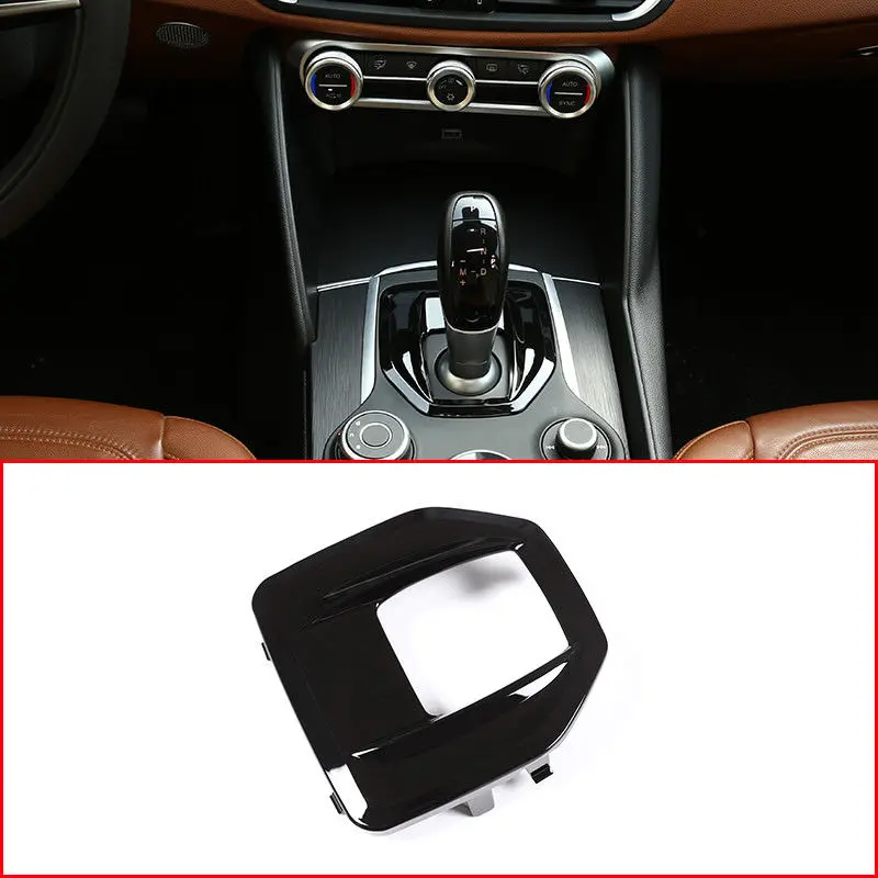 

Gloss Black ABS Plastic Interior Center Console Gear Shift Panel Cover Trim For Alfa Romeo Giulia Stelvio 2017 Car Part