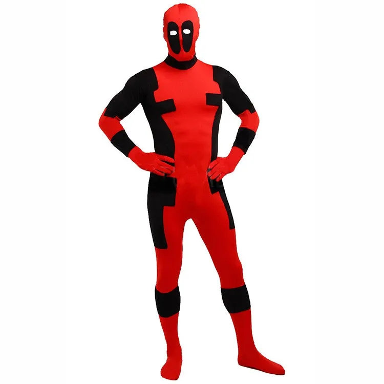 1pcs moda HALLOWEEN Cosplay marvel red spandex full body Deadpool Costume adult for party shows