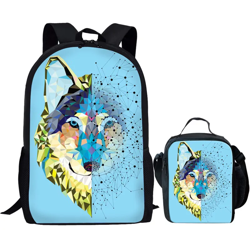 FORUDESIGNS/крутой волк школьные сумки набор для мальчиков женский рюкзак школьные сумки высокое качество рюкзак женский книга пакет под заказ - Цвет: Z3212CG