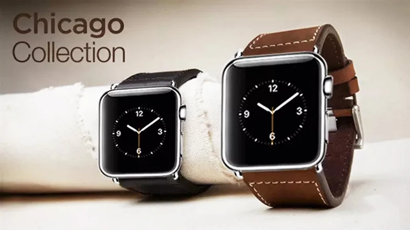 

URVOI band for apple watch 1 2 3 4 strap wrist belt for iWatch Chicago collection genuine leather band stainless steel buckle