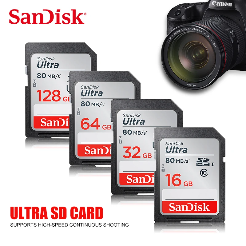 

SanDisk SD Card 128GB 64GB 32GB 16GB microSDHC SDXC UHS-I Memory Card micro SD Card TF Card 80MB/s Class10 U3 For Camera