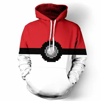 

Unisex Harajuku Sweatshirt Hoodies 3D Print Pokemon Ball Hip Hop Loose Coats Casual Sweatshirt Mixed Color For Women & Men