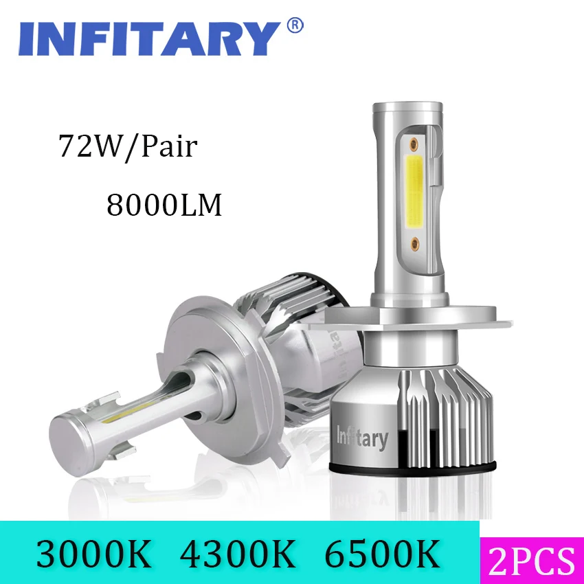 

2PCS H4 LED H7 H1 H3 H11 H13 9004 9005 9006 9007 HB4 72W 8000LM 6500K LED Car Headlight Front Fog Light Automobiles Headlamp