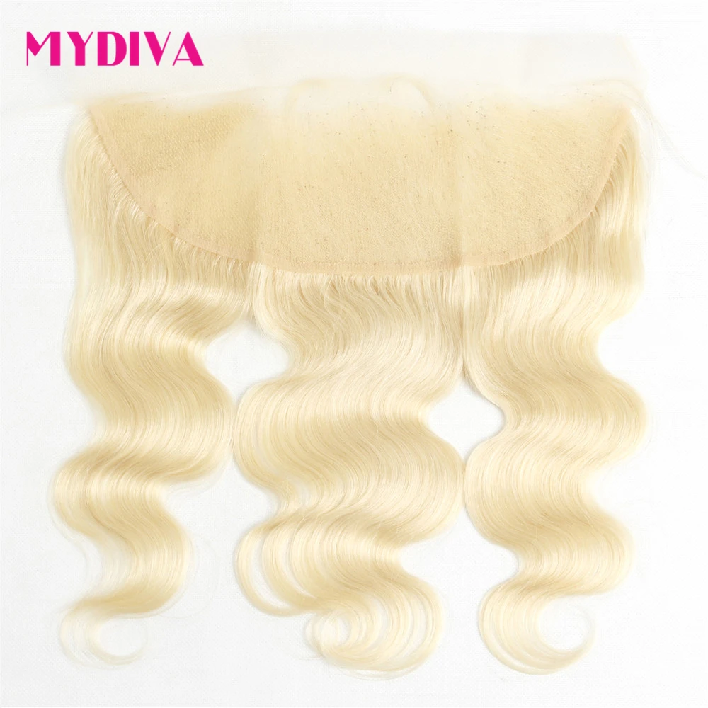 

Malaysian Body Wave Lace Frontal Closure Transparent Lace 613 Blonde 13*4 Frontal Remy Ear To Ear Human Hair Lace Frontal Mydiva
