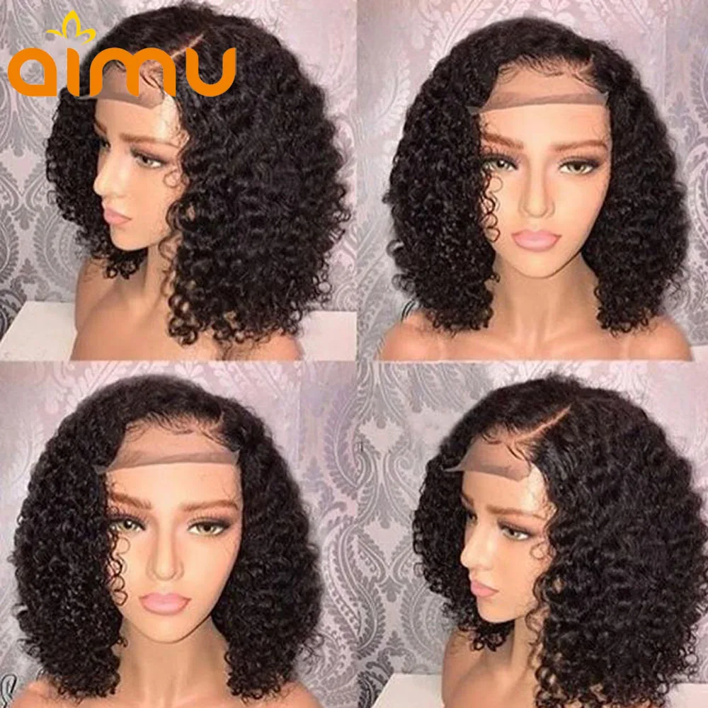Sale Short Bob Human Hair Wigs Water Wave Brazilian Remy Wig Full Ends 360 Lace Frontal Wig Pre Plucked Lace Wigs With Baby Hair Aimu 2