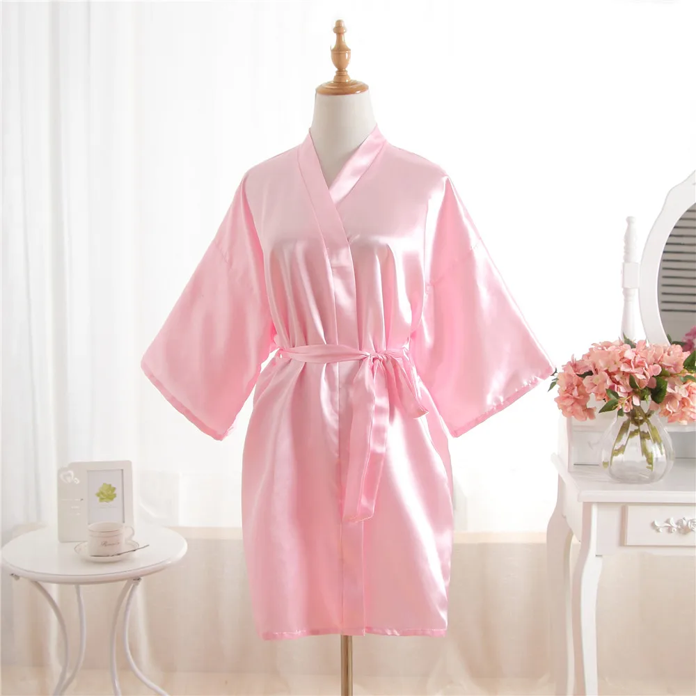 Женская ночная рубашка в комплекте с купальным халатом, шелковый халат атласный, сексуальный женский короткий атласный свадебное кимоно, халаты, ночная рубашка, платье J-White