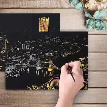 

4pcs Art Painting Scratch, City Series Night Scene,Scratch Painting Creative Gift,Scratchboard for Adult and Kids