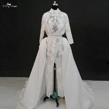 RSW1139 реальные фотографии Yiaibridal с длинными рукавами с высоким вырезом комбинезон с открытой спиной Свадебные платья Съемная юбка