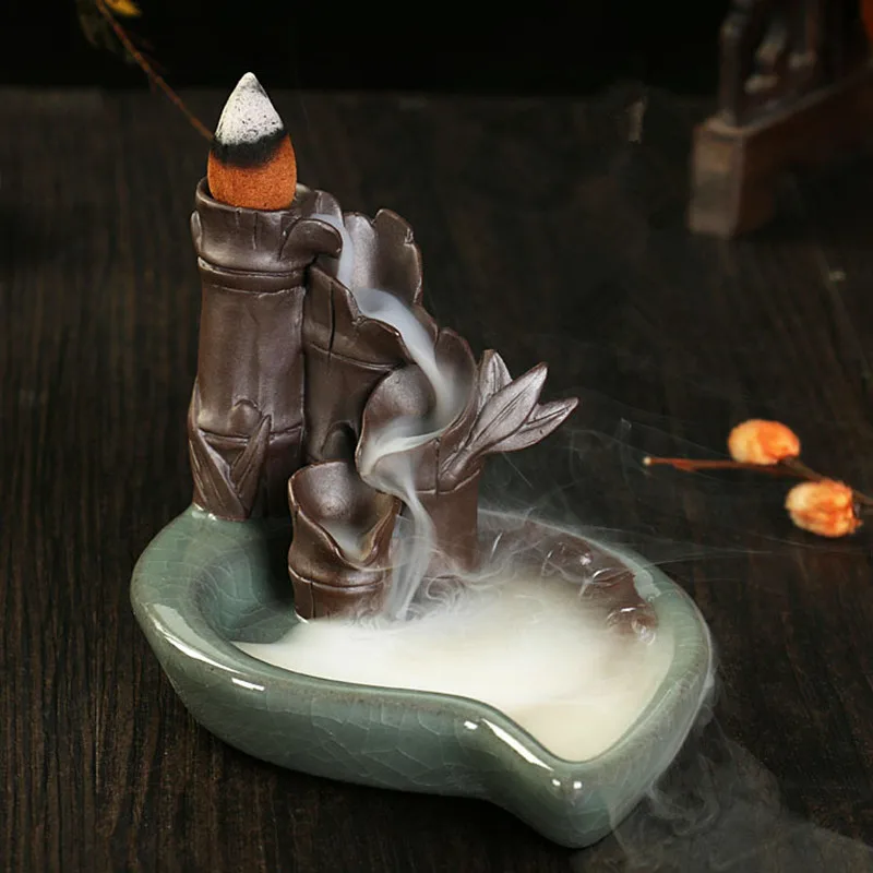

High Quality Ceramic Back Incense Burner Sandalwood Tower Incense Creative Buddha Lotus Incense Burners