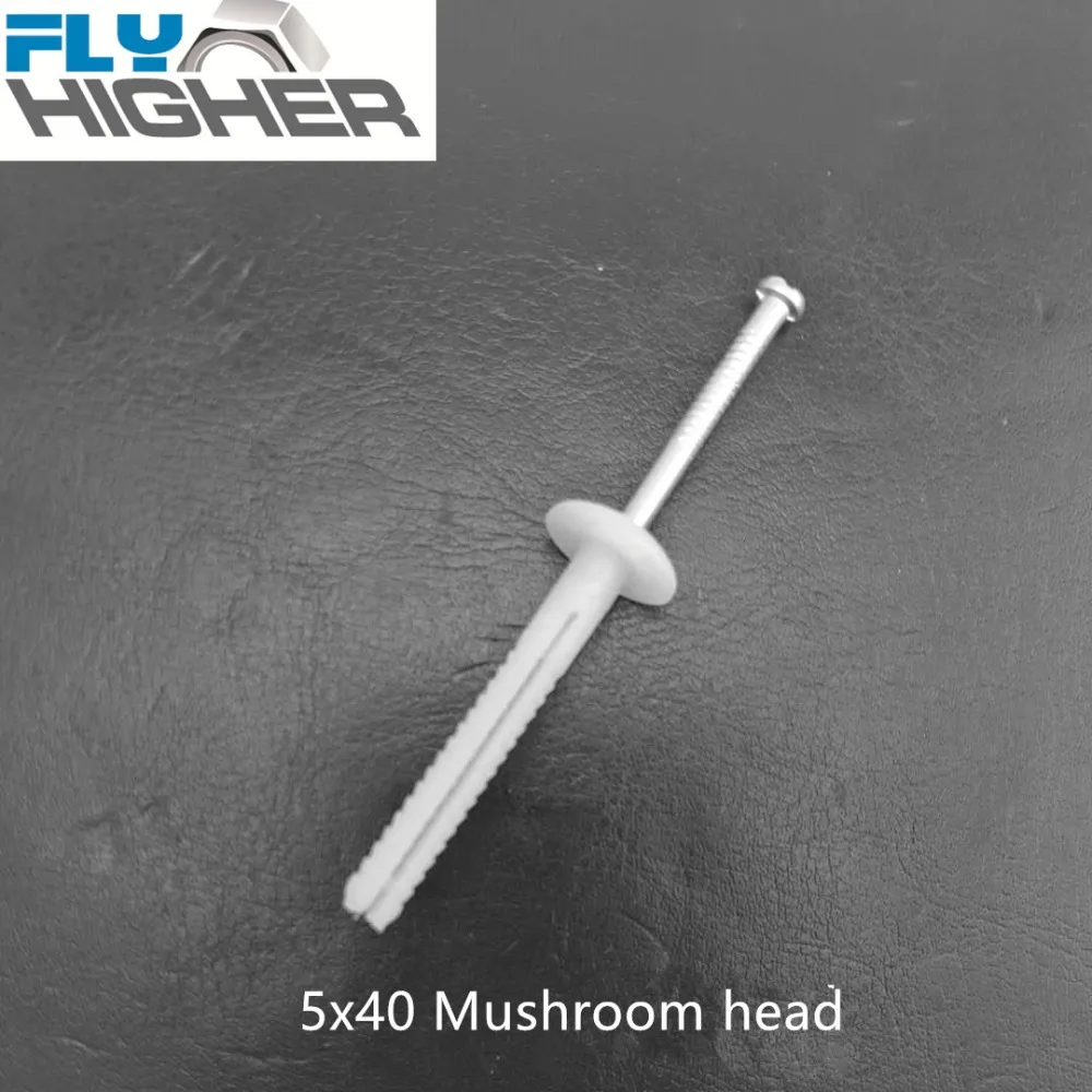 5x40 Nylon Nail in Mushroom Head Anchors 100pcs/packin Anchors from