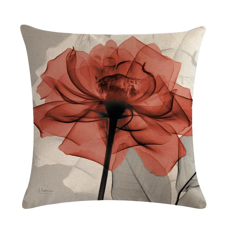 

JAYQUERING Simple New Creative Elegant Flower Pillow Case 45 * 45 Fashion Flax Colorful Personality Bedding Set Pillowcase A002