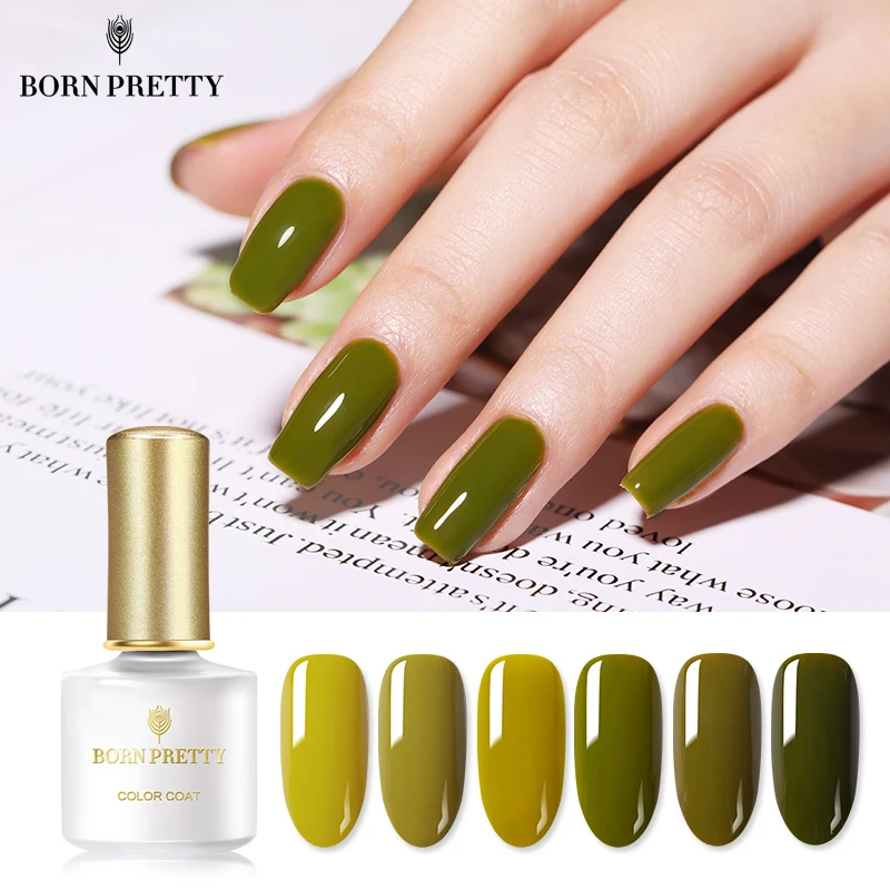 

BORN PRETTY Olive Green Color Series Nail Gel Polish 6ml Lost Lasting Pure Nail Color UV LED Soak Off Nail Art Gel Varnish
