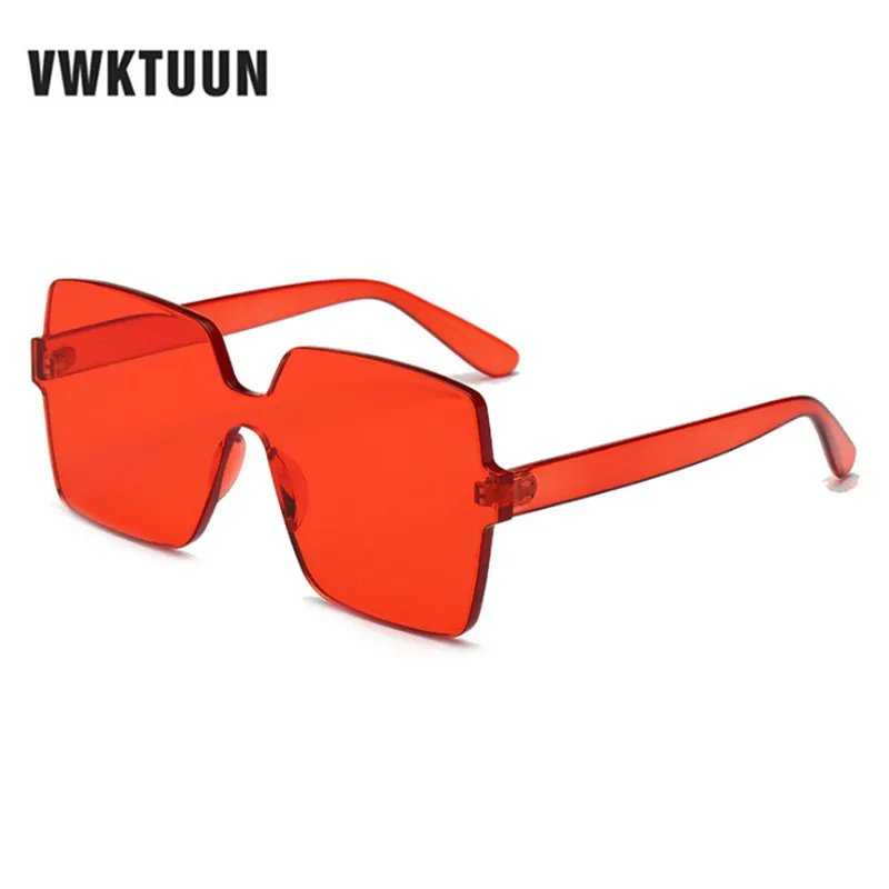 

VWKTUUN Square Sunglasses Women Men Oversized Eyewear UV400 Sun Glasses Rimless Retro Mens Sunglass Vintage Integrated Shades