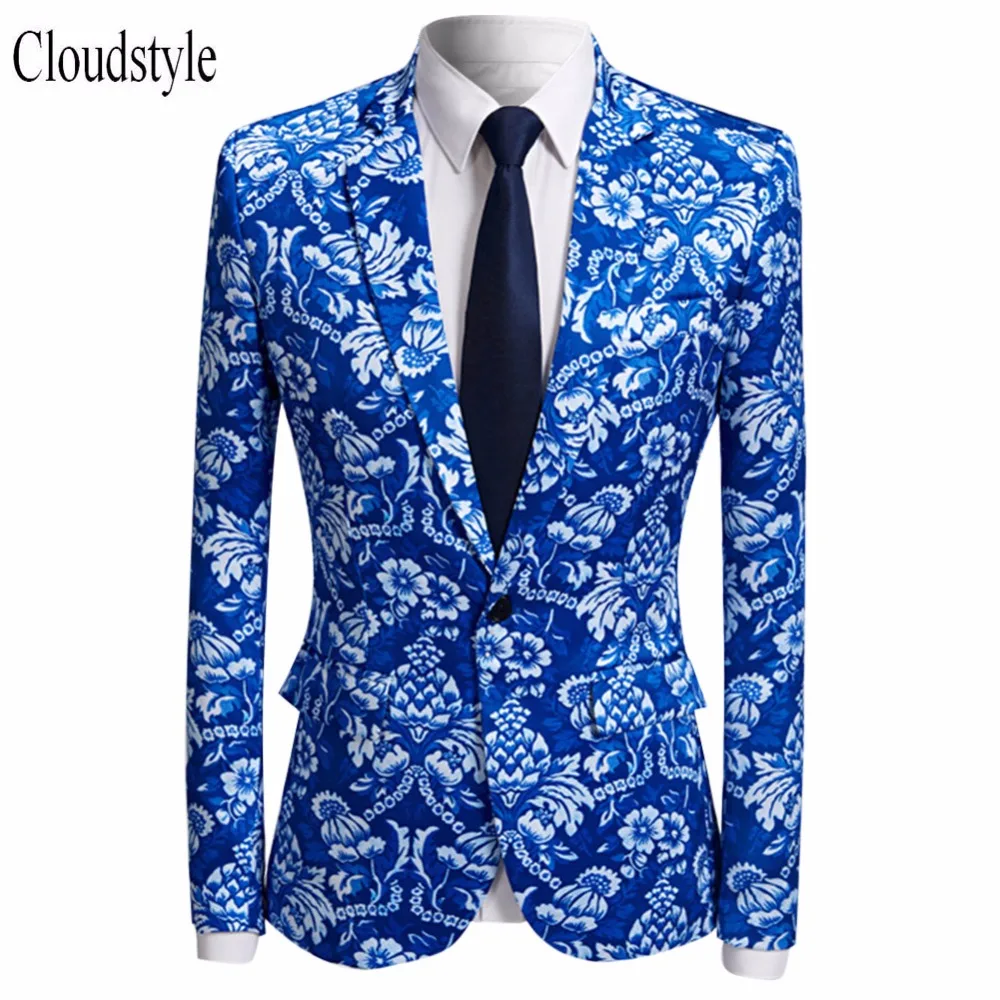 Cloudstyle 2018 New Arrival Male Floral Print Suit Jacket Men Business ...