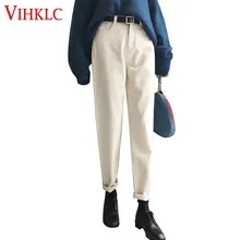 Сезон: весна–лето новые экстравагантные джинсы хлопковые брюки с заниженным шаговым швом свободные Для женщин студентов Корейская версия BF Harajuku Повседневное прямые брюки X140