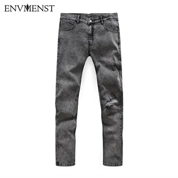 

2017 Brand Paris Catwalk Shows Stretch Gray Men Jeans Washed Retro Slim Biker Jeans Balmai Jeans Men Skinny Jeans Mens