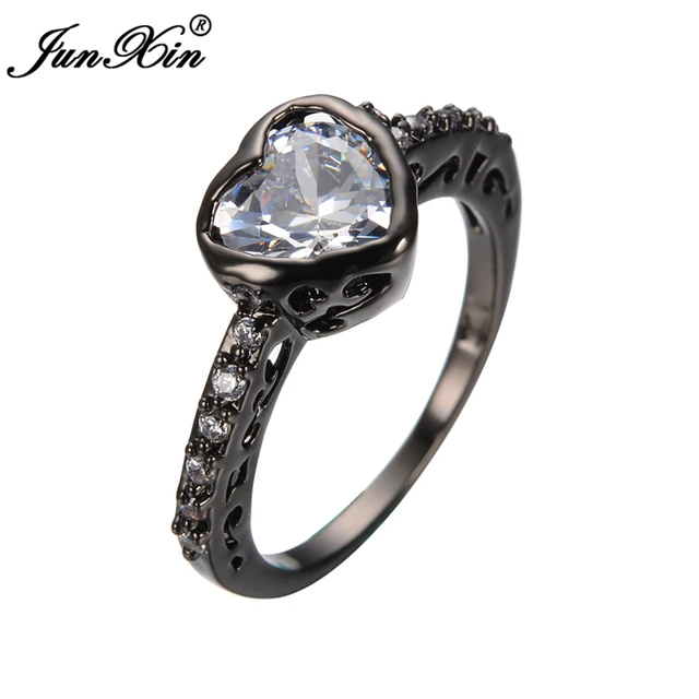 2017 white heart wedding ring black gold filled female women wedding bands promise ring promotion bague - Heart Wedding Rings 2017 white heart wedding ring black gold filled female women wedding bands promise ring promotion bague - Heart Wedding Rings