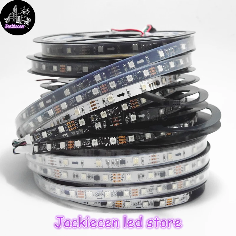 

ws2811 (1903/16703) 12v 5050 rgb dmx led strip,5m/pc 30led/m,black/white,individually addressable non-waterproof ip30
