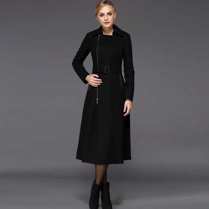 Clearance ! Women's zipper wool coat slim autumn winter woolen jackets