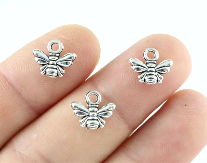 30pcs Charms bee 10x11mm Tibetan Silver Plated Pendants Antique Jewelry Making DIY Handmade Craft