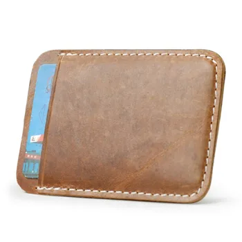

Men Money Clips Vintage PU Leather Front Pocket Clamp For Money Holder Short Money Clip Wallet With Card ID Case