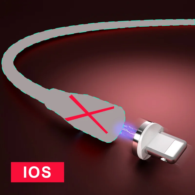 Магнитный USB кабель Олаф для iPhone, зарядное устройство, магнитный кабель для зарядки данных, кабель Micro USB type C для мобильных телефонов Android - Цвет: IOS Plug