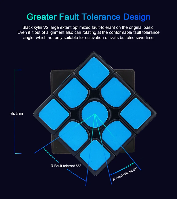 Yuxin V2 Черный Kylin 2 скоростной куб 3x3x3 Cubo Magico головоломка 3x3 волшебный куб Развивающие игрушки для детей мальчик для куб для сборки на скорость