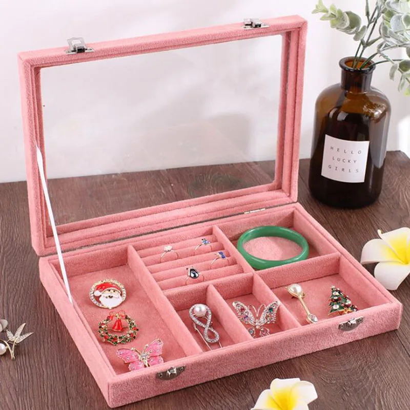 

Dust-proof Window Jewelry Box Jewelry Display Earrings Ring Watch Necklace Pendant Storage Box Container Case Marry Gift