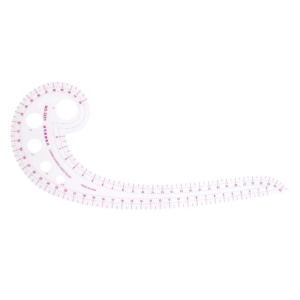 

11.8" Long Comma Shaped Plastic Transparent French Curve Ruler Spline Sewing Accessory