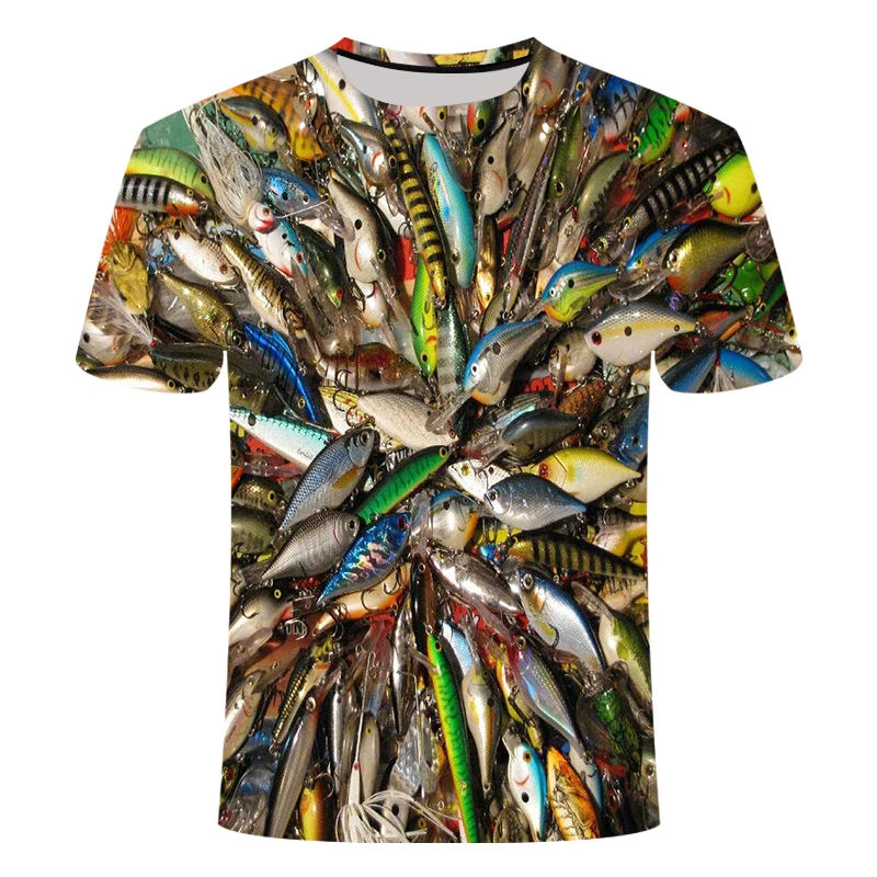 Новинка, hd цифровая футболка для отдыха с 3D принтом рыбы, Мужская футболка для рыбалки, куртка с круглым воротником, футболка, футболка с интересной рыбой