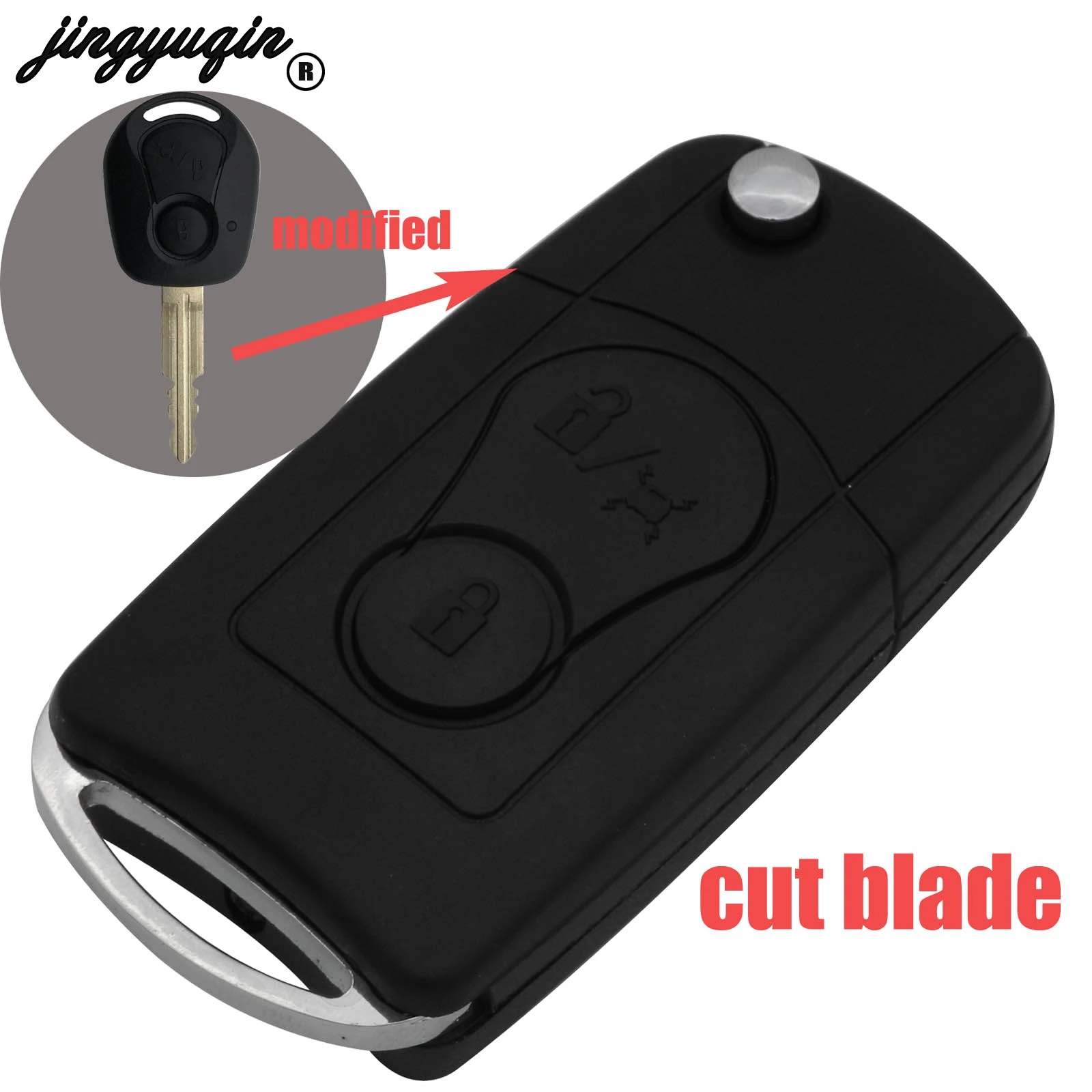 

jingyuqin Cut/uncut Blade Flip Folding 2Buttons New Remote Replacement Car Key Cover Shell Housing For Ssangyong Actyon SUV