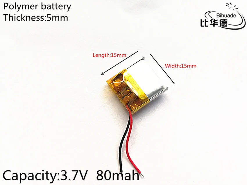 10pcs 3.7V 80mAh 501515 Lithium Polymer LiPo Rechargeable Battery ion cells For Mp3 Mp4 Mp5 DIY PAD DVD E-book bluetooth headset