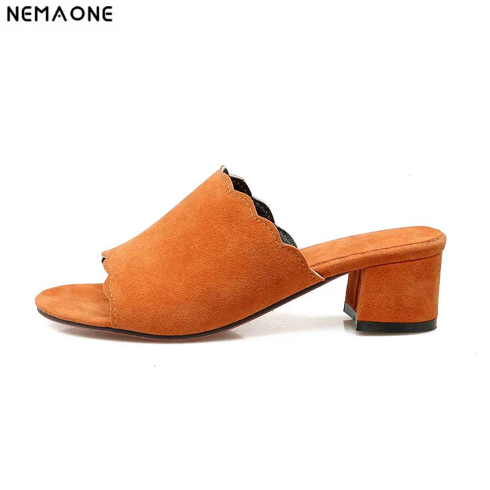 

New sweet style low heel women sandals thick heels women slippers summer shoes woman large size 34-43