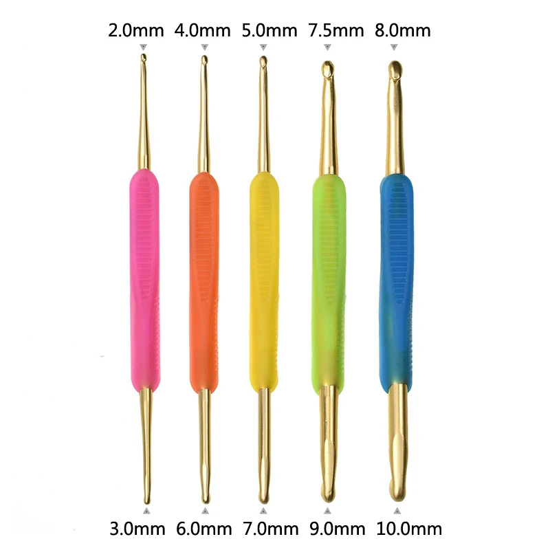 

Mix Size 2.0mm-10mm Crochet Hook Double End Soft Ergonomic Handle Knitting Needles Set Yarn Weave Craft Crochet Needle