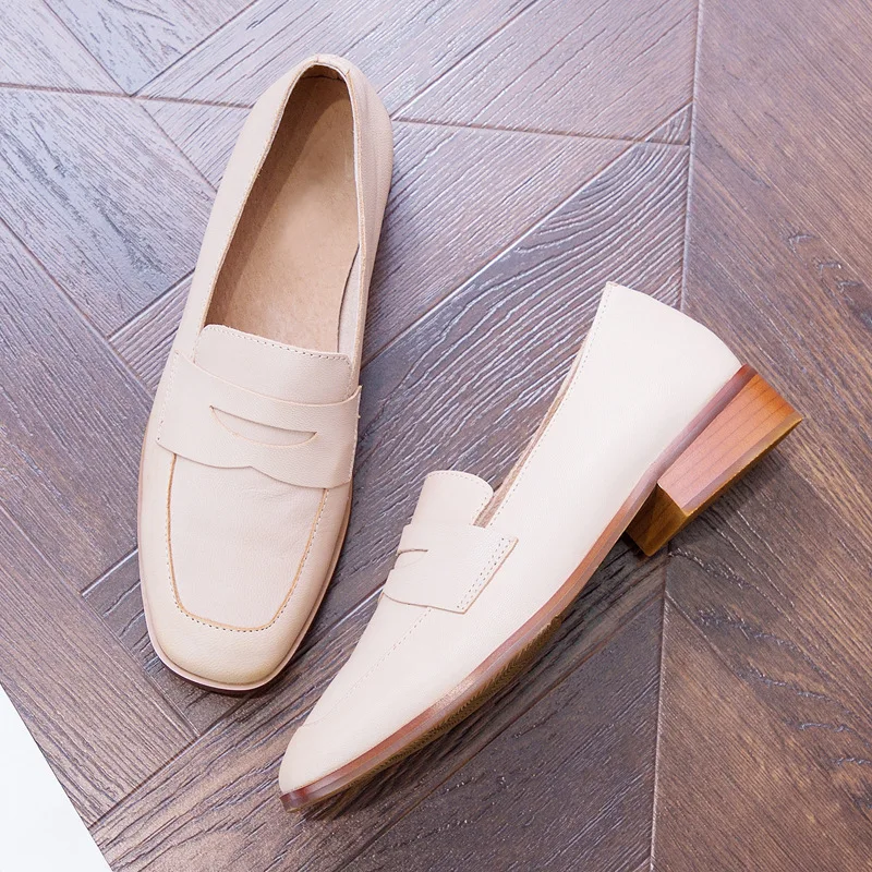 Careaymade-Lterary artistic thick-heeled cowhide casual shoes with comfortable wear-resistant single-footed women's shoes Careaymade-Lterary artistic thick-heeled cowhide casual shoes with comfortable wear-resistant single-footed women's shoes