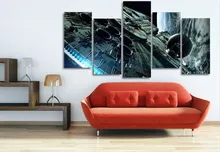 5 panel large HD printed canvas print millennium falcon star wars poster painting home decor wall