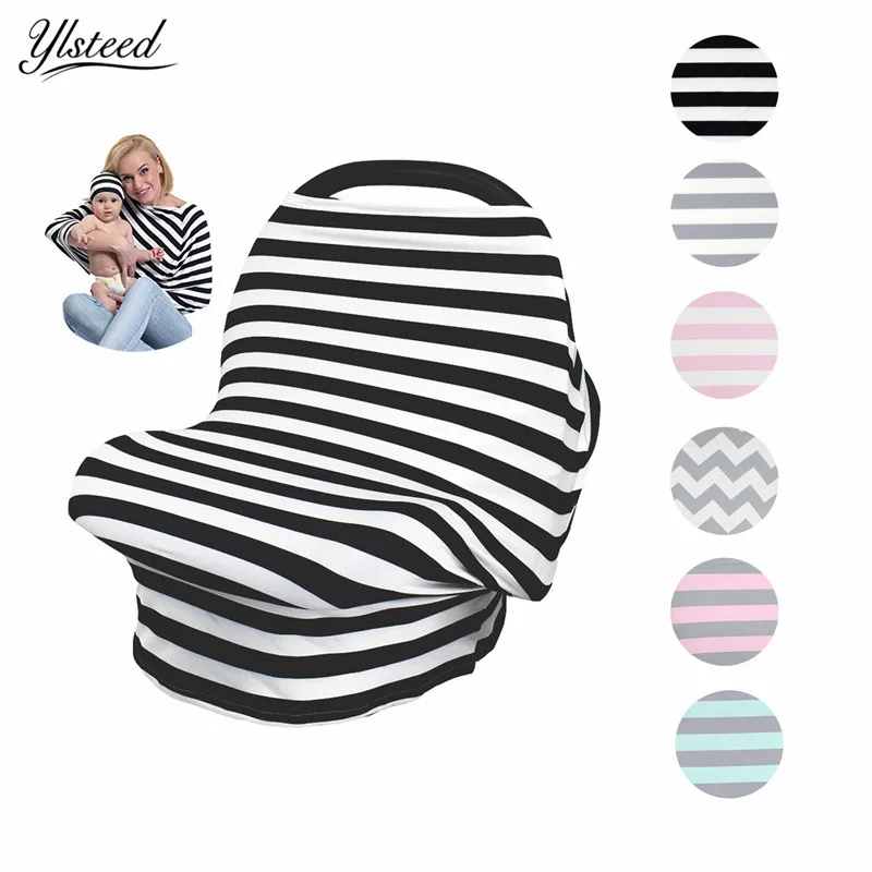 New Baby Car Seat Cover Canopy with Hat Nursing Multi-Use Stretchy Infinity Scarf Breastfeeding Shopping Cart | Мать и ребенок