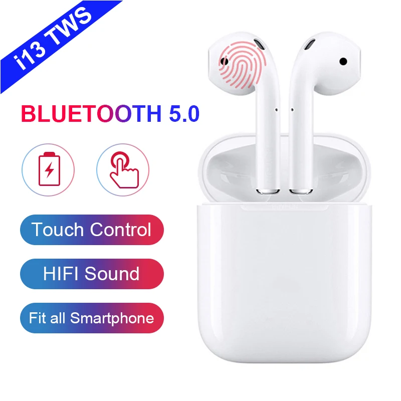 

2019 NEW i13 tws 5.0 Wireless Bluetooth Earphones Earbuds Touch Control Headset With Charging Box Support siri For All Phone