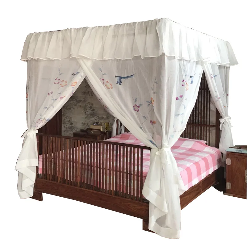 Elegant Lace Hand Painted Canopy Mosquito Net Bed Curtain Valance